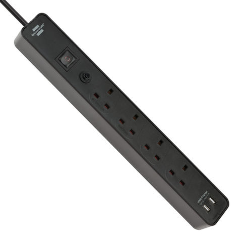 Brennenstuhl Ecolor 3m 4 gang Extension Lead (with 2 USB ports)