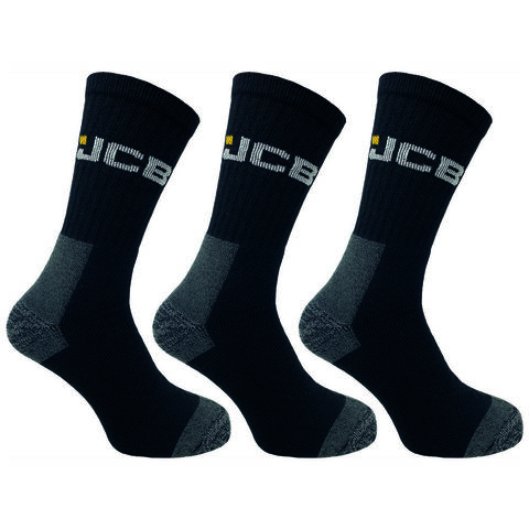 JCB Men's Black High Protection Work Socks 6-11 (3 Pairs)