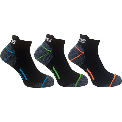 JCB - Men's Black Cushioned Breathable Trainer Liner Socks (3 Pairs)