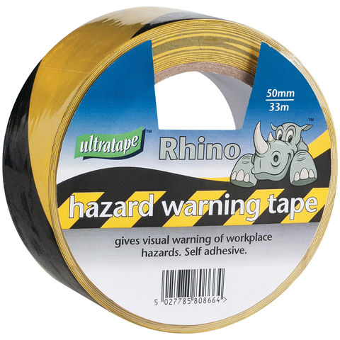 Ultratape Rhino Hazard Warning Tape, 50mm x 33m