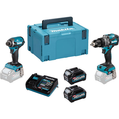 Makita DK0176G205 40VMAX Impact Driver & Combi Drill 2 Piece Combo Kit with 2 5Ah Batteries, Charger & MakPac Case