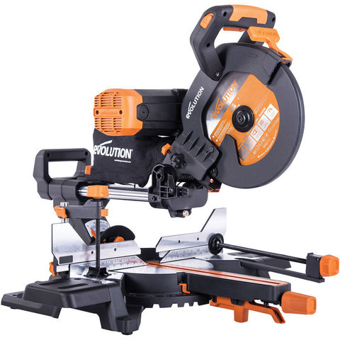 Evolution R255SMS-DB+ Pro-Pack 255mm Double Bevel Sliding Mitre Saw with Multi-Material Cutting (110V)