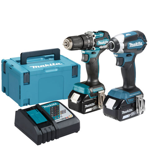 Makita DLX2460TJ 18V LXT 2 Piece Brushless Combo Kit with 2 x 3Ah Batteries, Charger & MakPac Case