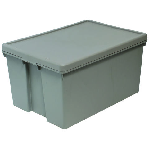 Barton Storage 012498/5 - 96L Upcycled Plastic Box & Lid - Grey Pack of 5 (700 x 500 x 370mm)