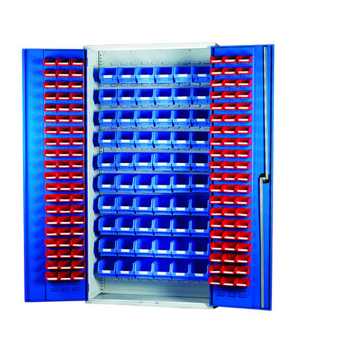 Barton 013066 Louvre Panel Cabinet with 120 Red & 60 Blue Bins