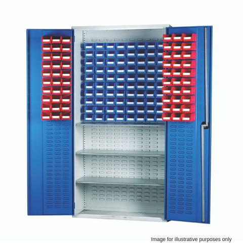 Barton 013082 Louvre Panel Cabinet with TC1 and TC2 Containers and 3 Shelves (Red and Blue Bins)