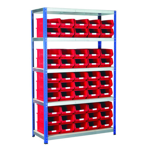 Barton Storage Eco-Rax TC Shelving Unit With 50 TC4 Red Containers