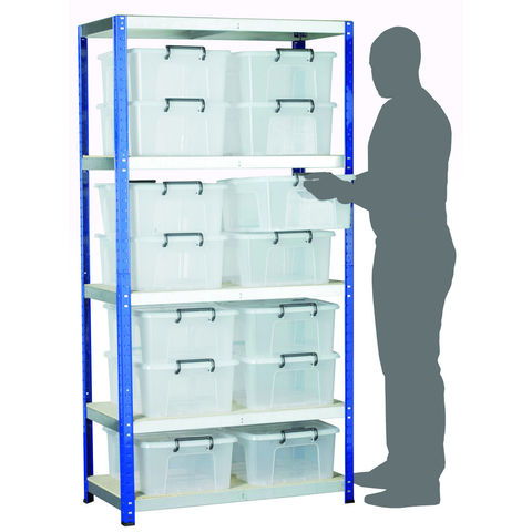 Barton Storage Eco-Rax Shelving Unit With 14 24 Litre Storemaster Containers