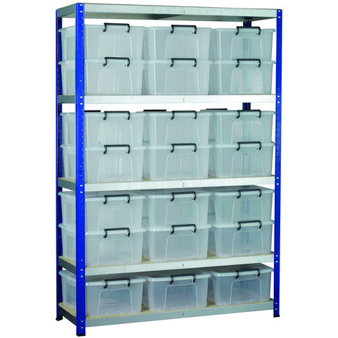 Barton Storage Eco-Rax Shelving Unit With 21 24 Litre Storemaster Containers