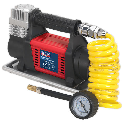 Sealey MAC04 12V Heavy-Duty Tyre Inflator/Mini Air Compressor 4.5m Hose ...