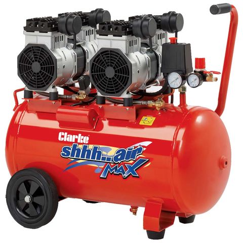 Clarke SHHH50/350 Shhh Air Max Twin Pump 16.9cfm 50 Litre 3.5HP Low Noise Compressor (230V)
