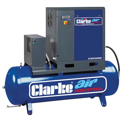 Clarke CXR20RD 65.3cfm 500 Litre 20HP Industrial Screw Compressor with Air Receiver & Dryer  (400V)
