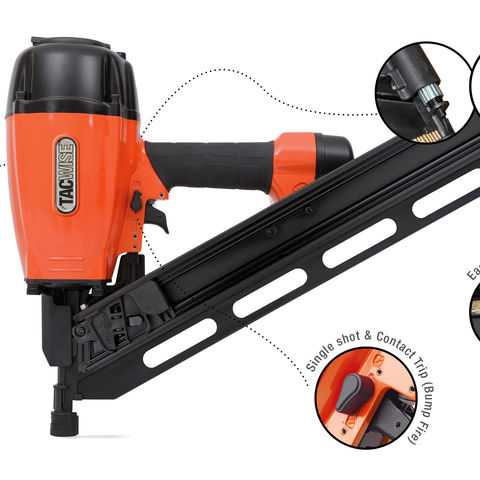 Tacwise KDH90V Angled Air Strip Nail Gun, Uses Paper Collated Strip Nails, 50-90 mm, 34° Inclined