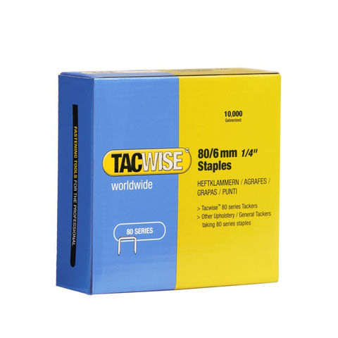 Tacwise 0381 Type 80/6mm Galvanised Upholstery Staples, Pack of 10,000