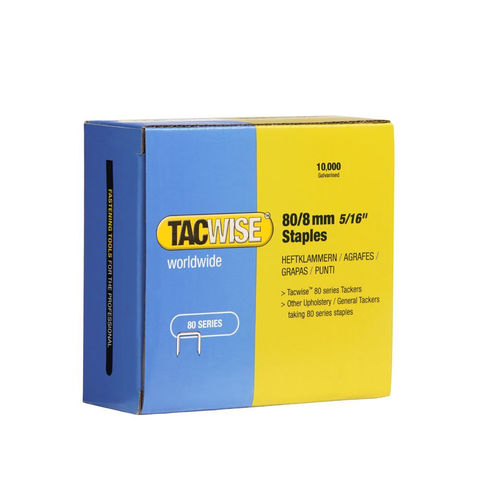 Tacwise 0382 Type 80/8mm Galvanised Upholstery Staples, x 10000