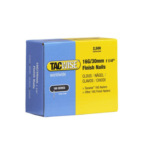 Image of Tacwise Tacwise 0293 16G 30mm Galvanised Finish Nails (2500 Pack)
