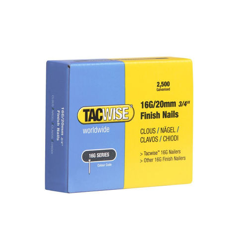 Tacwise 0665 Type 16G / 20 mm Galvanised Finish Nails, x 2500