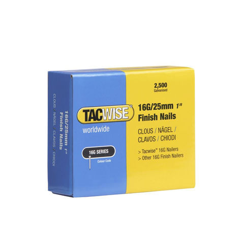Image of Tacwise Tacwise 0666 16G 25mm Galvanised Finish Nails (2500 Pack)
