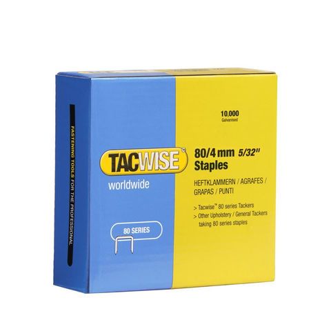 Image of Tacwise Tacwise 0380 Type 80 4mm Galvanised Staples (10,000 Pack)
