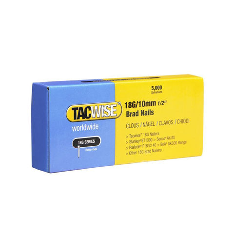 Image of Tacwise Tacwise 0392 18G 10mm Galvanised Brad Nails (5000 Pack)