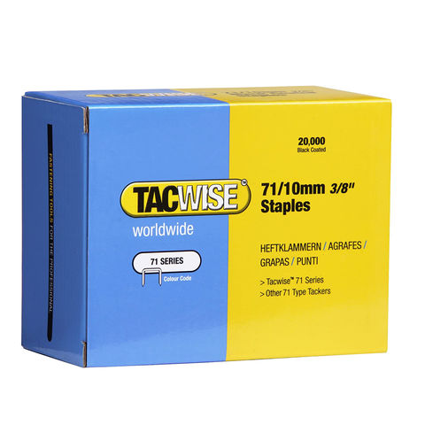 Image of Tacwise Tacwise 0369 Type 71 10mm Black Coated Upholstery Staples (20,000 Pack)