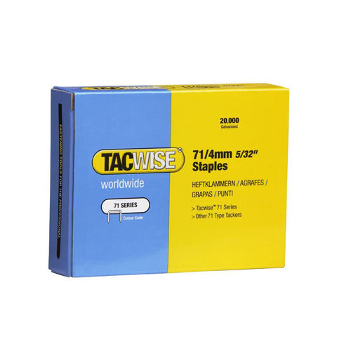 Image of Tacwise Tacwise 0365 Type 71 4mm Galvanised Staples (20,000 Pack)