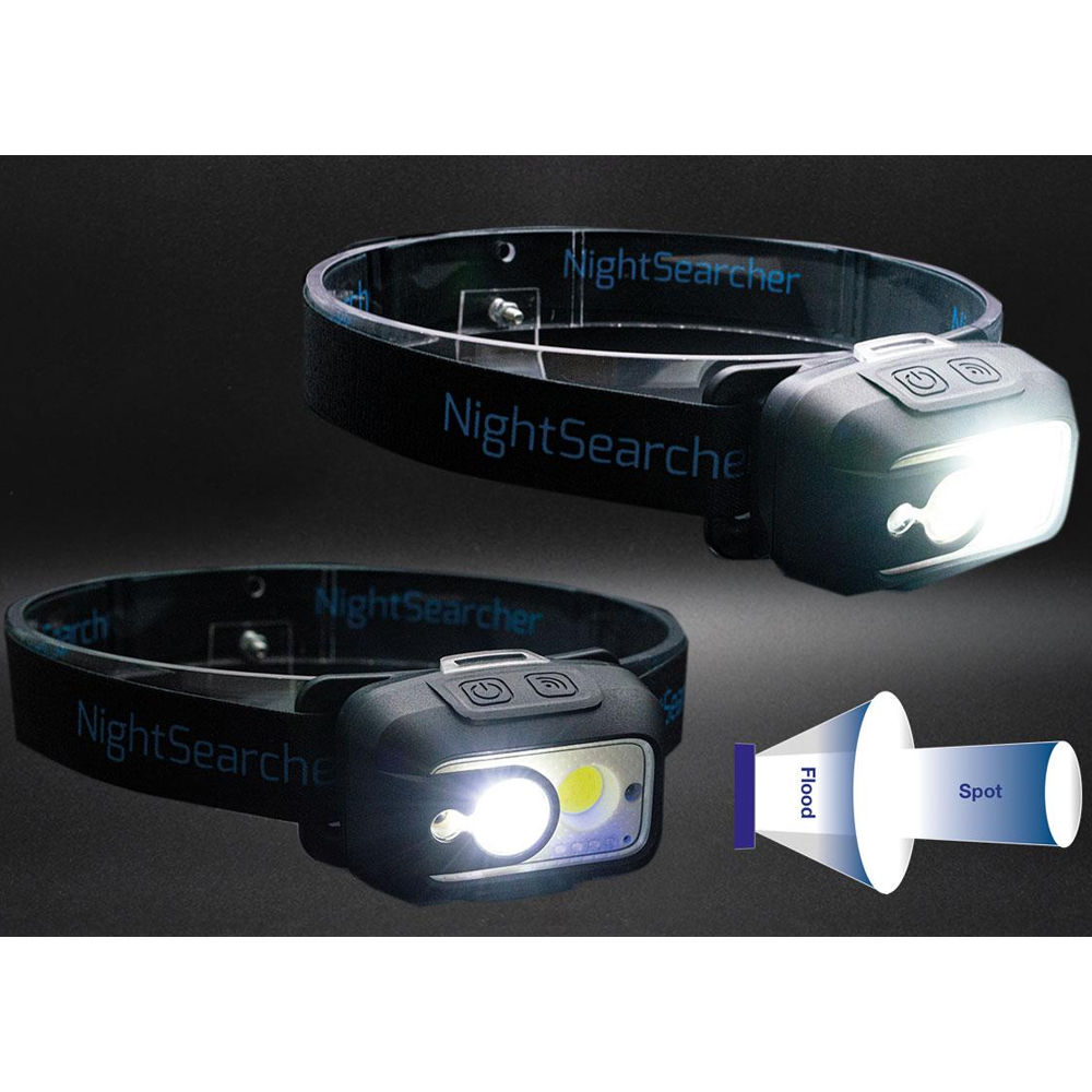 NightSearcher LightWave 520 Rechargeable Head Torch With On/Off Wave ...