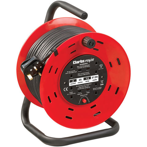 Photo of Clarke Clarke Ccr25 4 Socket 25m Cable Reel With Thermal Cut Out -230v-