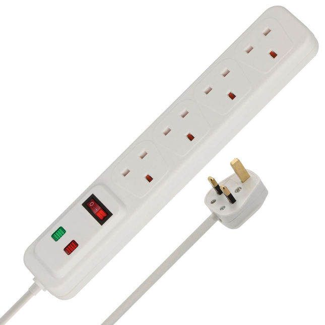 Brennenstuhl 1150543420 4-way Extension Lead With Surge Protection & Neon Indicator - White