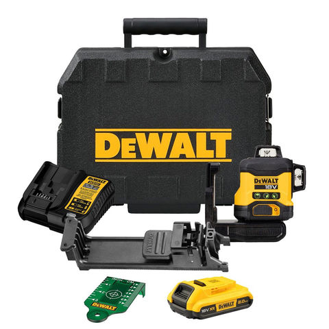 Image of DeWalt Dewalt DCLE34031d1-Gb 18V XR 3x360 Compact Green Laser Kit with 2.0ah Battery