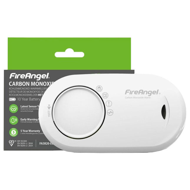 Fireangel Fa3820-eux10 10 Year Carbon Monoxide Alarm With Sealed For Life Battery