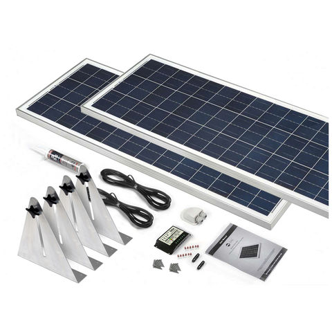Image of Solar Technology International PV Logic 2 x 100Wp Narrowboat Kit with Alloy Brackets
