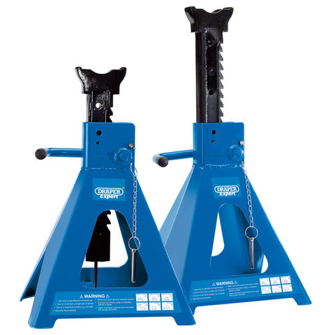 Image of Draper Draper ARAS10-E10 Pair of Pneumatic Rise Ratcheting Axle Stands (10T per stand)