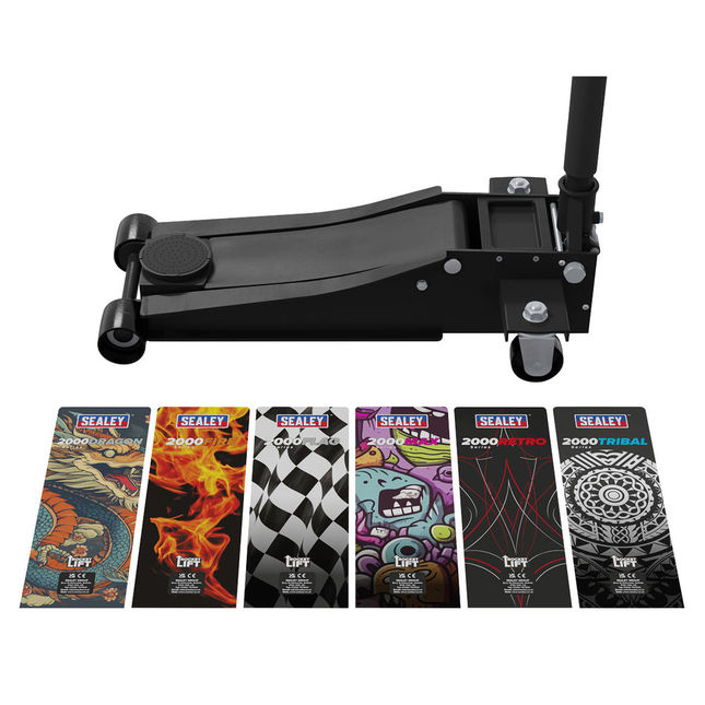 Sealey 2000cb Low Entry Custom Design 2 Tonne Trolley Jack With Rocket Lift - Black