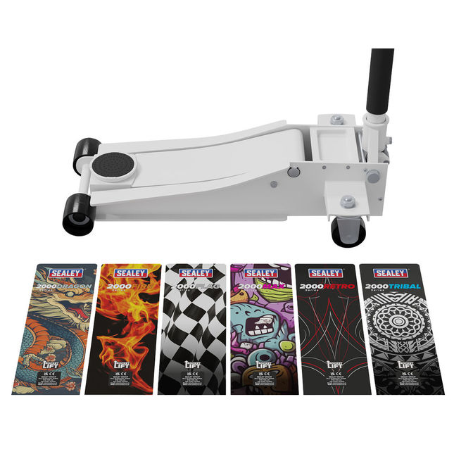 Low Entry Custom Design Trolley Jack With Rocket Lift 2 Tonne - White