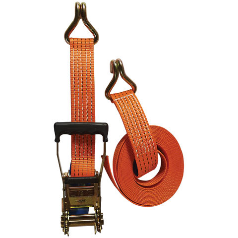 Image of Lifting & Crane 6m 5 tonne Ratchet Lashing Assembly Rubber Handle with Claw Hooks