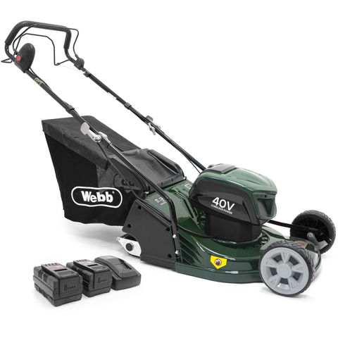 Image of Webb Webb 43cm (17") Self Propelled Cordless 40V Rear Roller Rotary Lawnmower with 2 x 2.0Ah Batteries & Charger