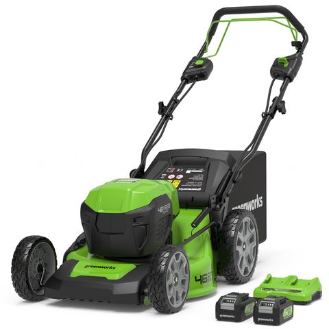 Image of Greenworks Greenworks 48V (2x24V) 46cm Self Propelled Lawnmower with 2 x 24V 4.0Ah batteries and 2.0Ah twin charger
