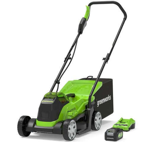 Greenworks 33cm Cordless Lawnmower 24V with 1 x 4Ah Battery & Charger