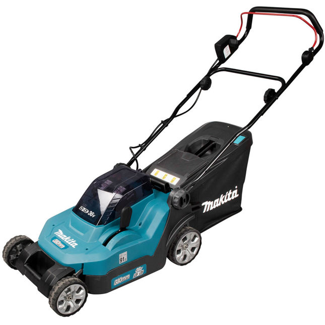Makita DLM382PT2 Twin 18V (36V) Li-ion LXT 38cm Lawnmower with 2x 5.0Ah Batteries and Twin Port Charger