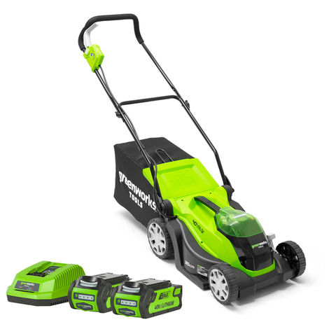 Greenworks G40LM35K2x 40V 35cm Walk Behind Mower with 2 x 2Ah Battery and Charger