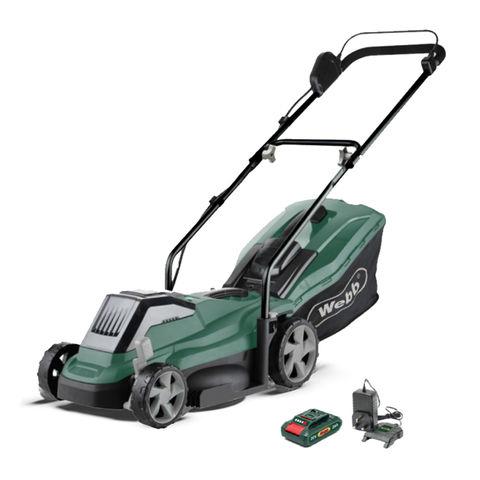 Image of Webb Webb 33cm (14") Cordless 20V Rotary Mower with 20V 4Ah Battery & Charger