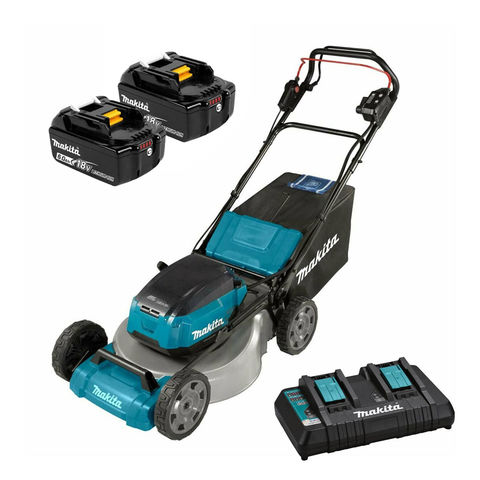 Makita DLM530PG2 LXT 18V 53cm Lawnmower - Steel Deck with 2 x 6.0Ah Batteries and DC18RD Twin Port Charger)