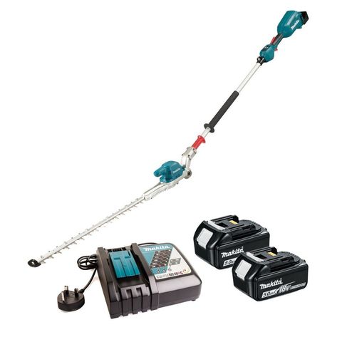 Makita DUN500WRTE LXT 18V Brushless Pole Hedge Trimmer Adjustable Head with 2 x 5Ah Batteries & Charger