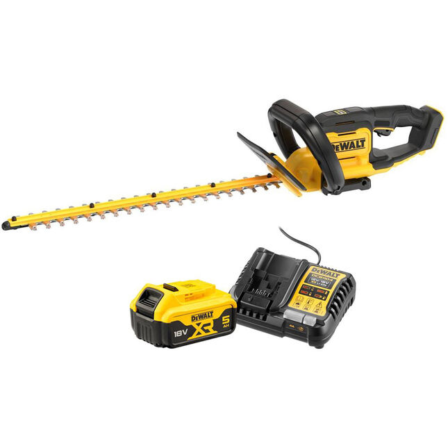 Dewalt Dcmht562p1-gb 18v Xr 55cm Hedge Trimmer - 1 X 5ah Battery & Charger