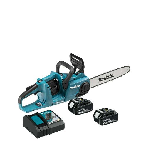 Makita DUC353PT2 18Vx2 35cm Chainsaw (Easy Tension) BL LXT with 2 x 5Ah Batteries