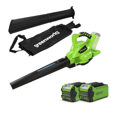 Greenworks 40V Brushless Blower/Vac with 2 x 2.0Ah Batteries & Charger