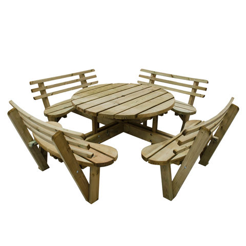 Image of Forest Forest 82x246x246cm Circular Picnic Table with Seat Backs
