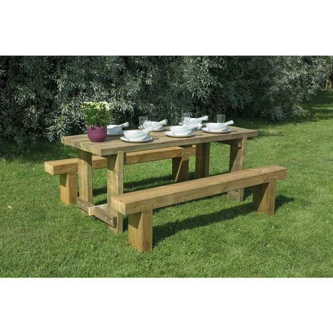 Image of Forest Forest 1.8m Sleeper Bench and Refectory Table Set