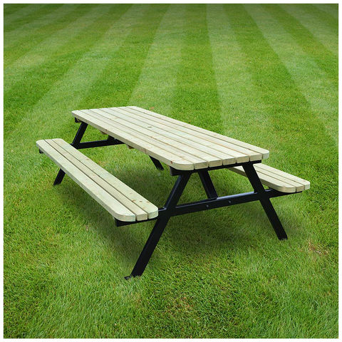 Photo of Rutland County Rutland County Sropb5 Oakham Steel Picnic Bench - Rounded - 5ft